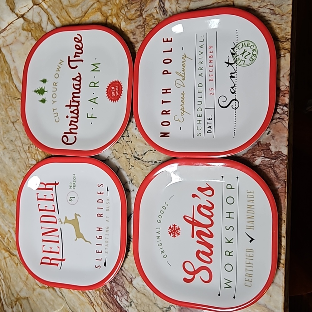Melamine Square Christmas Snack plates dishes